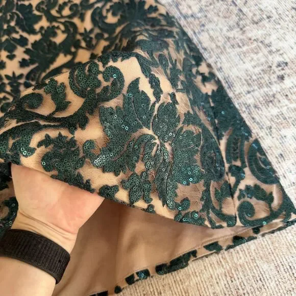 Dress the Population Karen Dress Green Lace Mesh Sequin Formal Prom Size Large - Picture 9 of 15